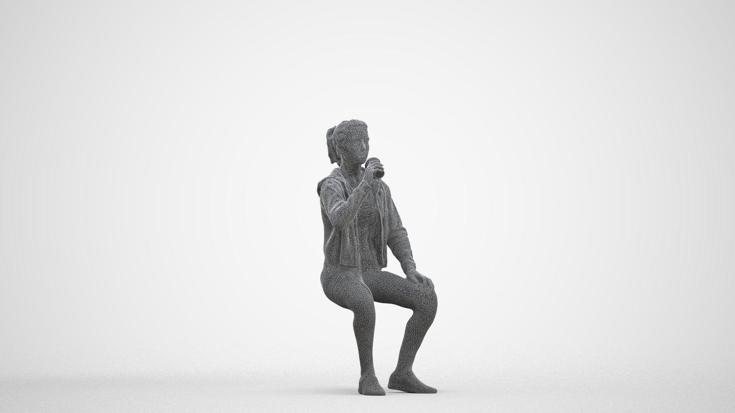 realistic 3D human woman sport, archviz people FBX OBJ for Blender, three-quarter front view render