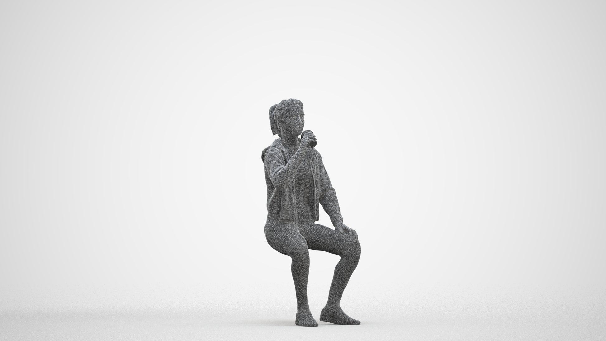 realistic 3D human woman sport, archviz people FBX OBJ for Blender, three-quarter front view render