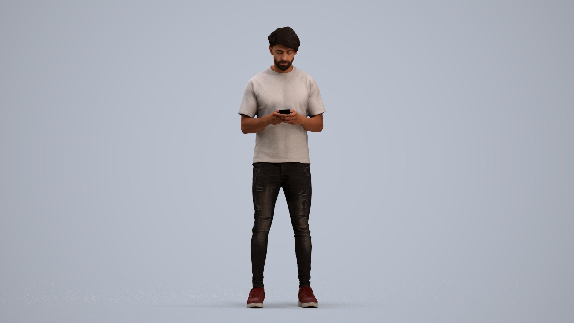 3D scanned man standing casual, photorealistic archviz people for Enscape and SketchUp, standing pose render