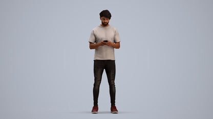 3D scanned man standing casual, photorealistic archviz people for Enscape and SketchUp, standing pose render