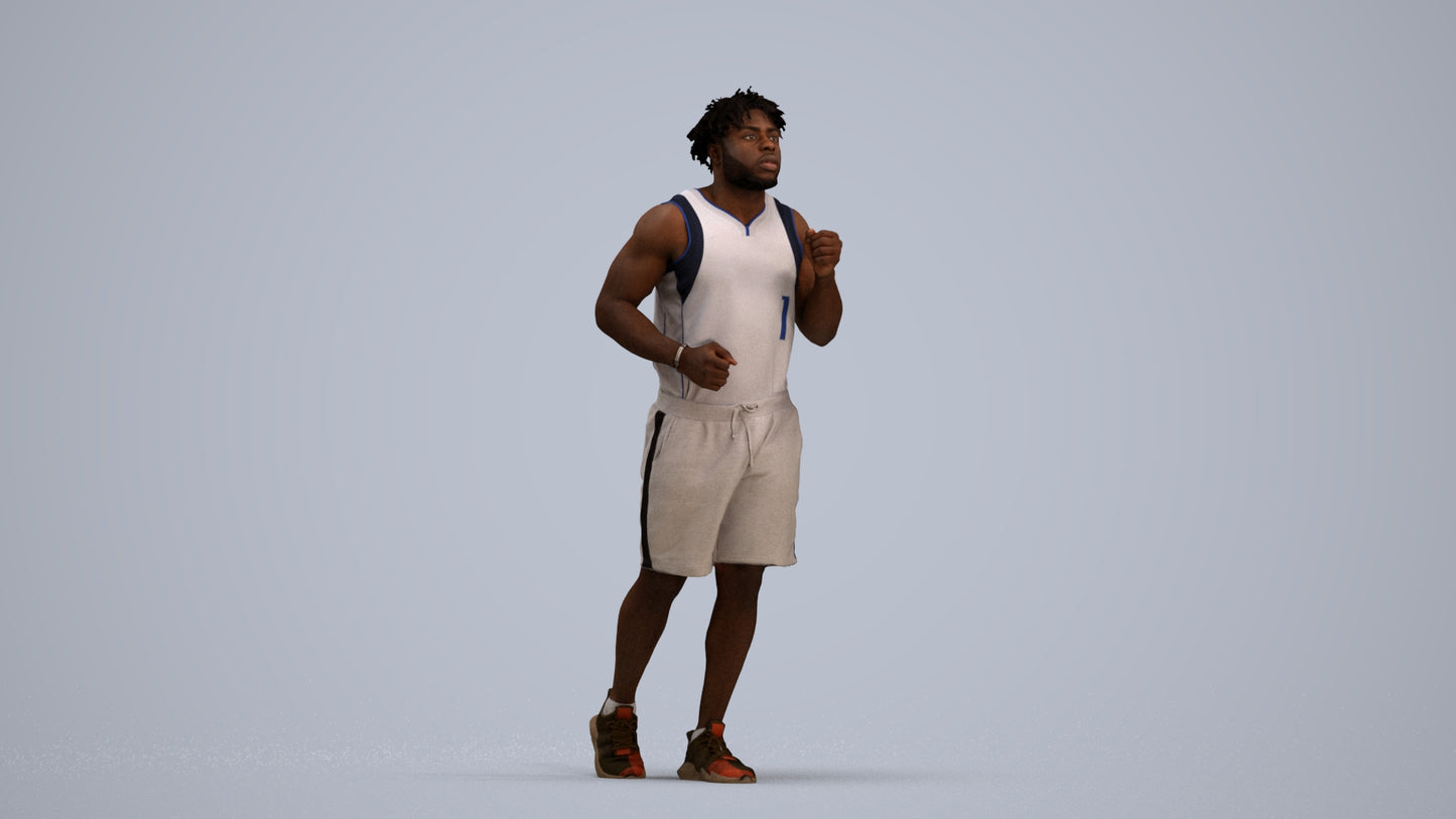 3D people model man sport, scanned human for 3ds Max rendering, standing pose render
