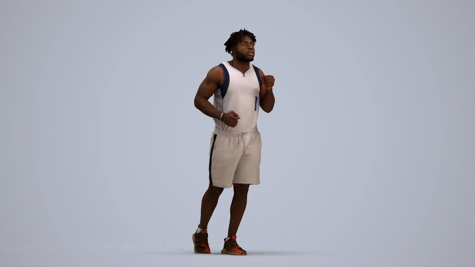 3D people model man sport, scanned human for 3ds Max rendering, standing pose render