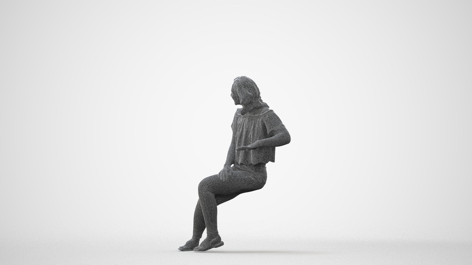 realistic 3D people woman casual sitting, render-ready for V-Ray and Corona, FBX OBJ, square thumbnail
