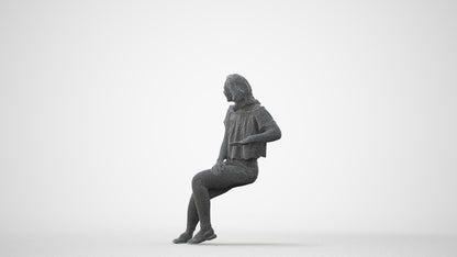 realistic 3D people woman casual sitting, render-ready for V-Ray and Corona, FBX OBJ, square thumbnail