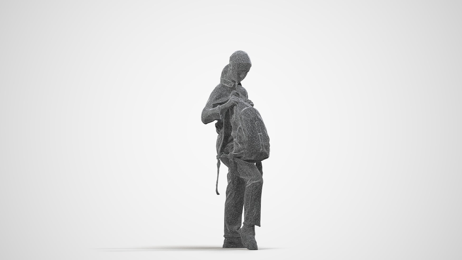 realistic 3D human girl kids, archviz people FBX OBJ for Blender, wireframe side view