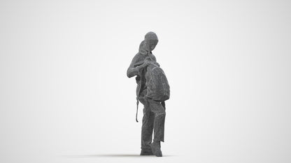 realistic 3D human girl kids, archviz people FBX OBJ for Blender, wireframe side view