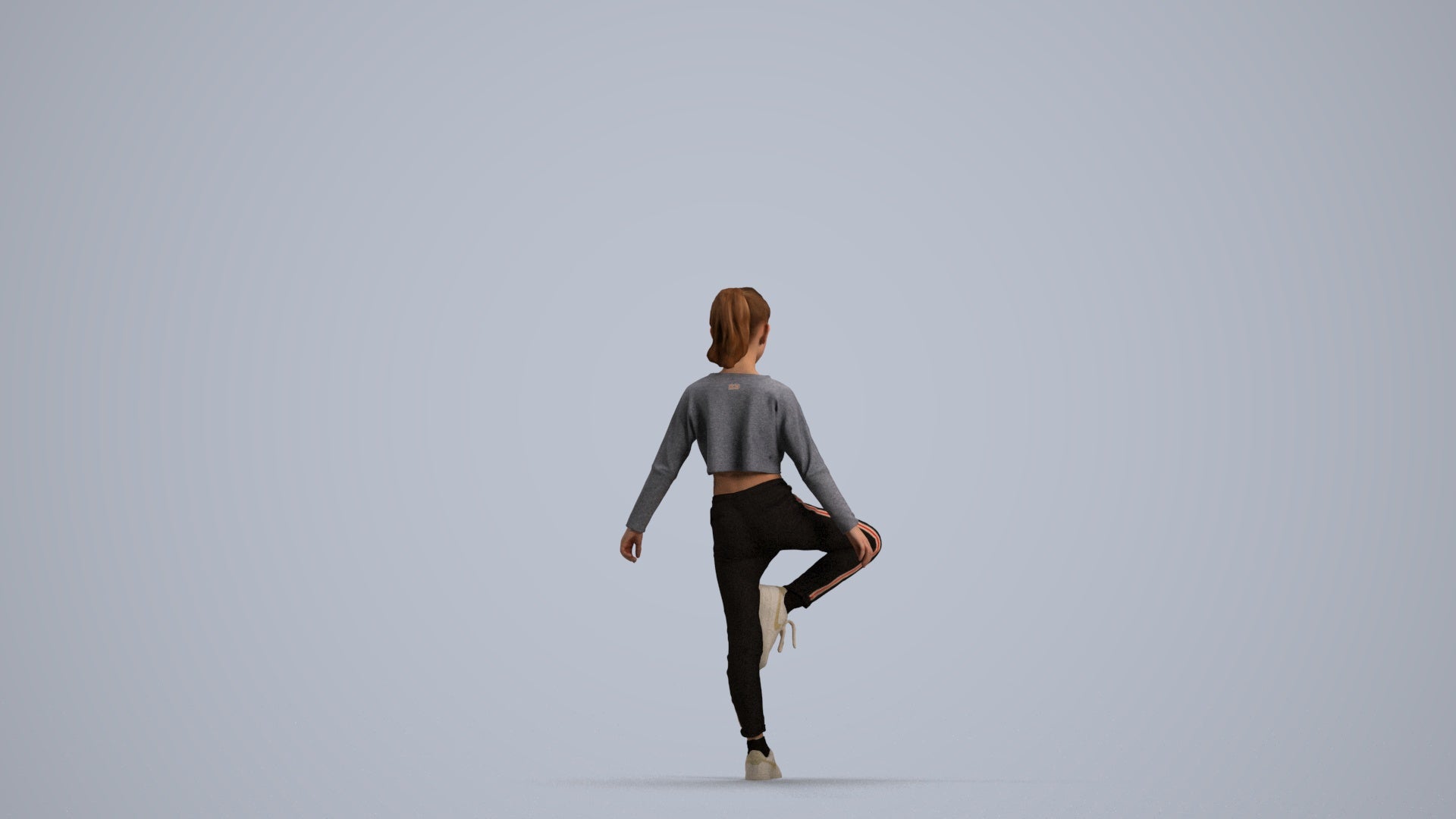 scanned 3D girl sport kids, photogrammetry people for Enscape and V-Ray, front view render