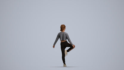 scanned 3D girl sport kids, photogrammetry people for Enscape and V-Ray, front view render