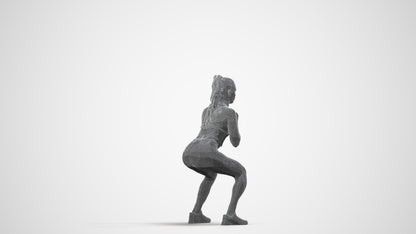 scanned 3D woman sport, photogrammetry people for Enscape and V-Ray, wireframe side view