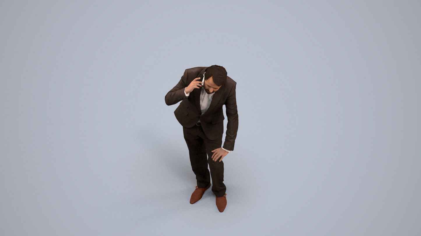 photogrammetry 3D man business, realistic human model archviz FBX, back view render