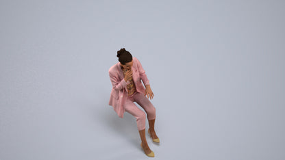 photogrammetry 3D woman business sitting, realistic human model archviz FBX, back view render
