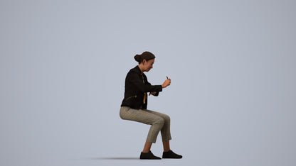 realistic 3D people woman business, render-ready for V-Ray and Corona, FBX OBJ, side view render