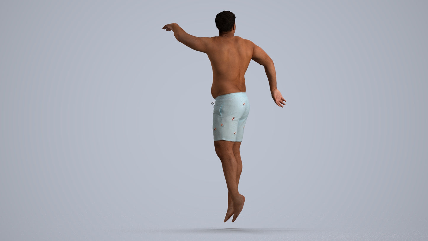 realistic 3D people man sport pool, render-ready for V-Ray and Corona, FBX OBJ, front view render