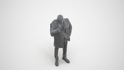 3D scanned man business, photorealistic archviz people for Enscape and SketchUp, wireframe three-quarter view
