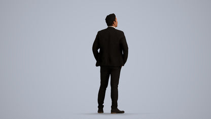 3D scanned man business, photorealistic archviz people for Enscape and SketchUp, front view render