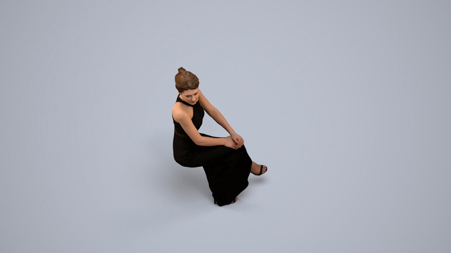 realistic 3D woman formal formalaffairs, scanned archviz people for Blender and 3ds Max, back view render