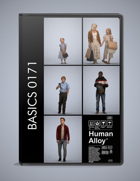 realistic 3D humans kids pack, 5 archviz people FBX OBJ for Blender