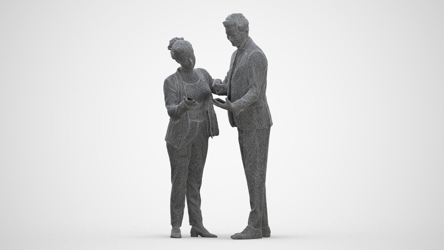 3D human model woman business, photogrammetry scanned person for archviz, three-quarter front view render