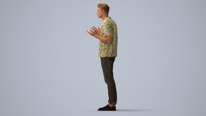 3D people model man casual standing, scanned human for 3ds Max rendering, three-quarter view render
