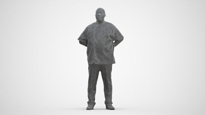 realistic 3D human man hospitality, archviz people FBX OBJ for Blender, three-quarter front view render