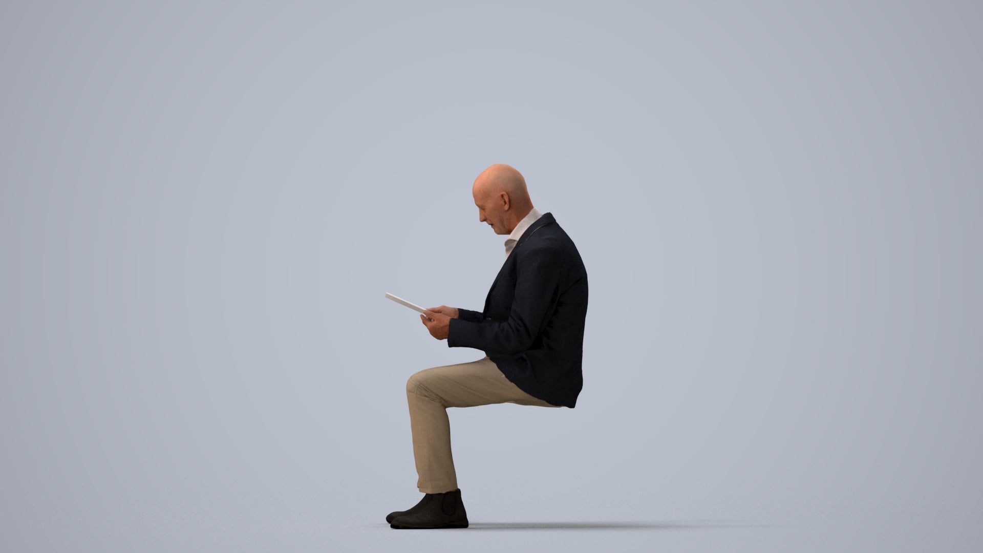 realistic 3D people senior man business, render-ready for V-Ray and Corona, FBX OBJ, three-quarter view render