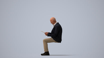realistic 3D people senior man business, render-ready for V-Ray and Corona, FBX OBJ, three-quarter view render