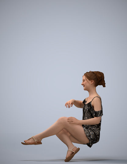 3D people model girl casual kids, scanned human for 3ds Max rendering
