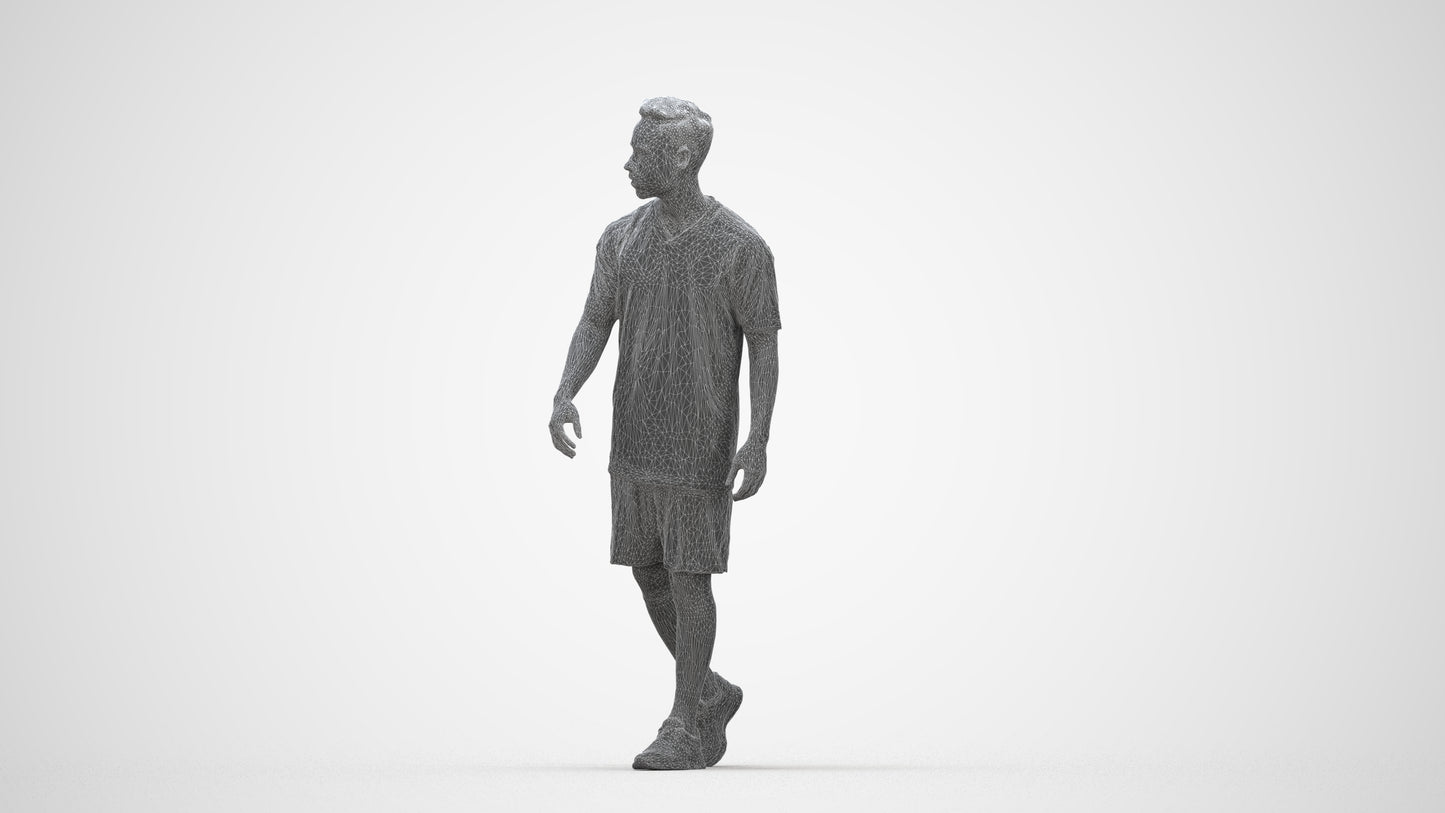 photogrammetry 3D man sport, realistic human model archviz FBX, wireframe back view