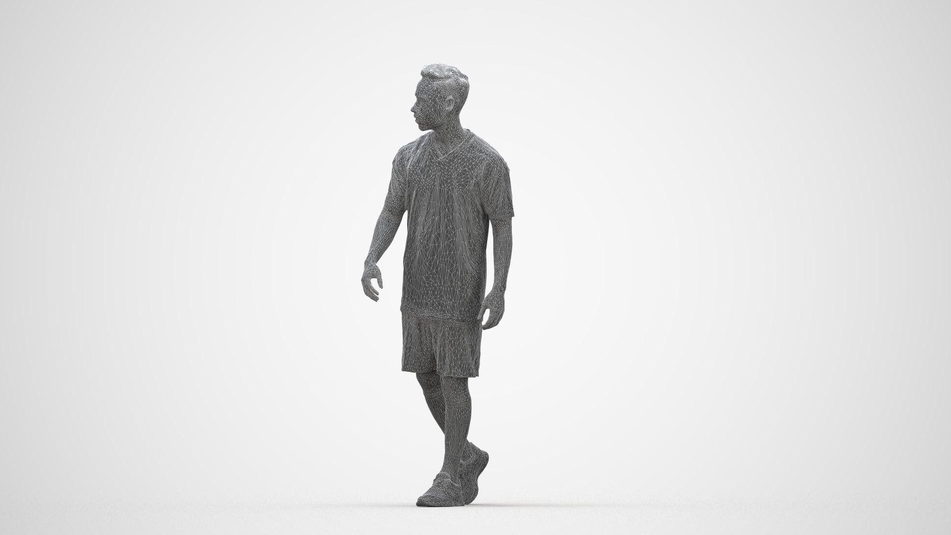 photogrammetry 3D man sport, realistic human model archviz FBX, wireframe back view