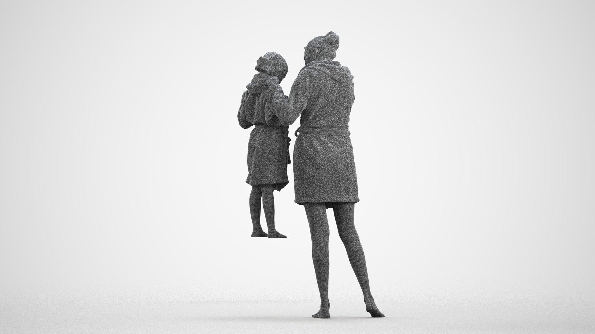 realistic 3D people girl casual kids, render-ready for V-Ray and Corona, FBX OBJ, wireframe front view