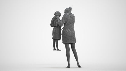 realistic 3D people girl casual kids, render-ready for V-Ray and Corona, FBX OBJ, wireframe front view