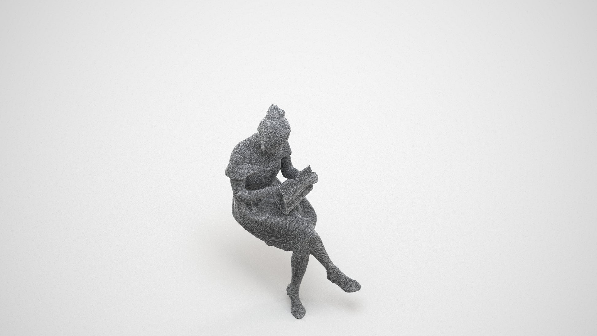 realistic 3D woman formal formalaffairs, scanned archviz people for Blender and 3ds Max, wireframe three-quarter view