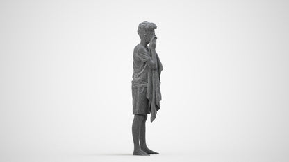 realistic 3D boy casual kids, scanned archviz people for Blender and 3ds Max, wireframe side view