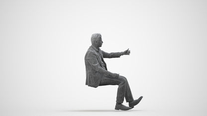 realistic 3D human man business driving, archviz people FBX OBJ for Blender, wireframe side view
