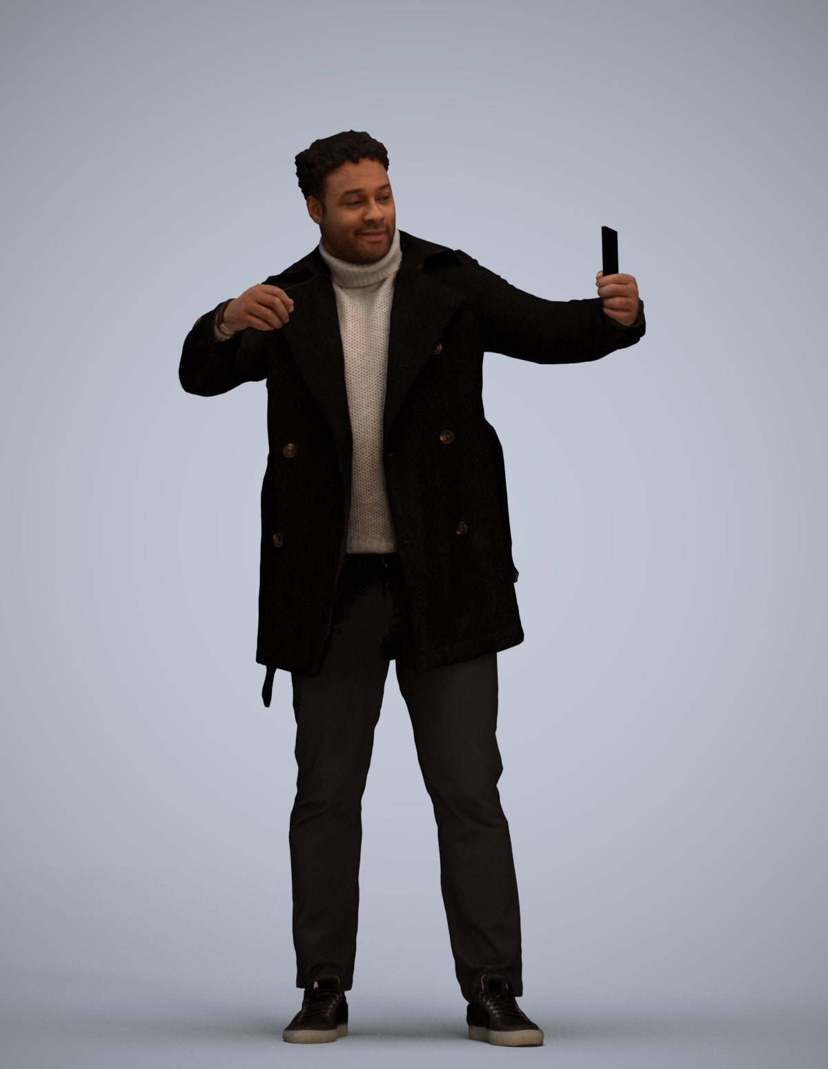 scanned 3D man casual standing, photogrammetry people for Enscape and V-Ray