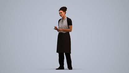 realistic 3D people woman hospitality, render-ready for V-Ray and Corona, FBX OBJ, standing pose render