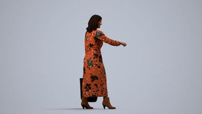realistic 3D woman casual door, scanned archviz people for Blender and 3ds Max, side view render