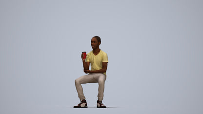 3D human model boy casual kids, photogrammetry scanned person for archviz, top-down view render