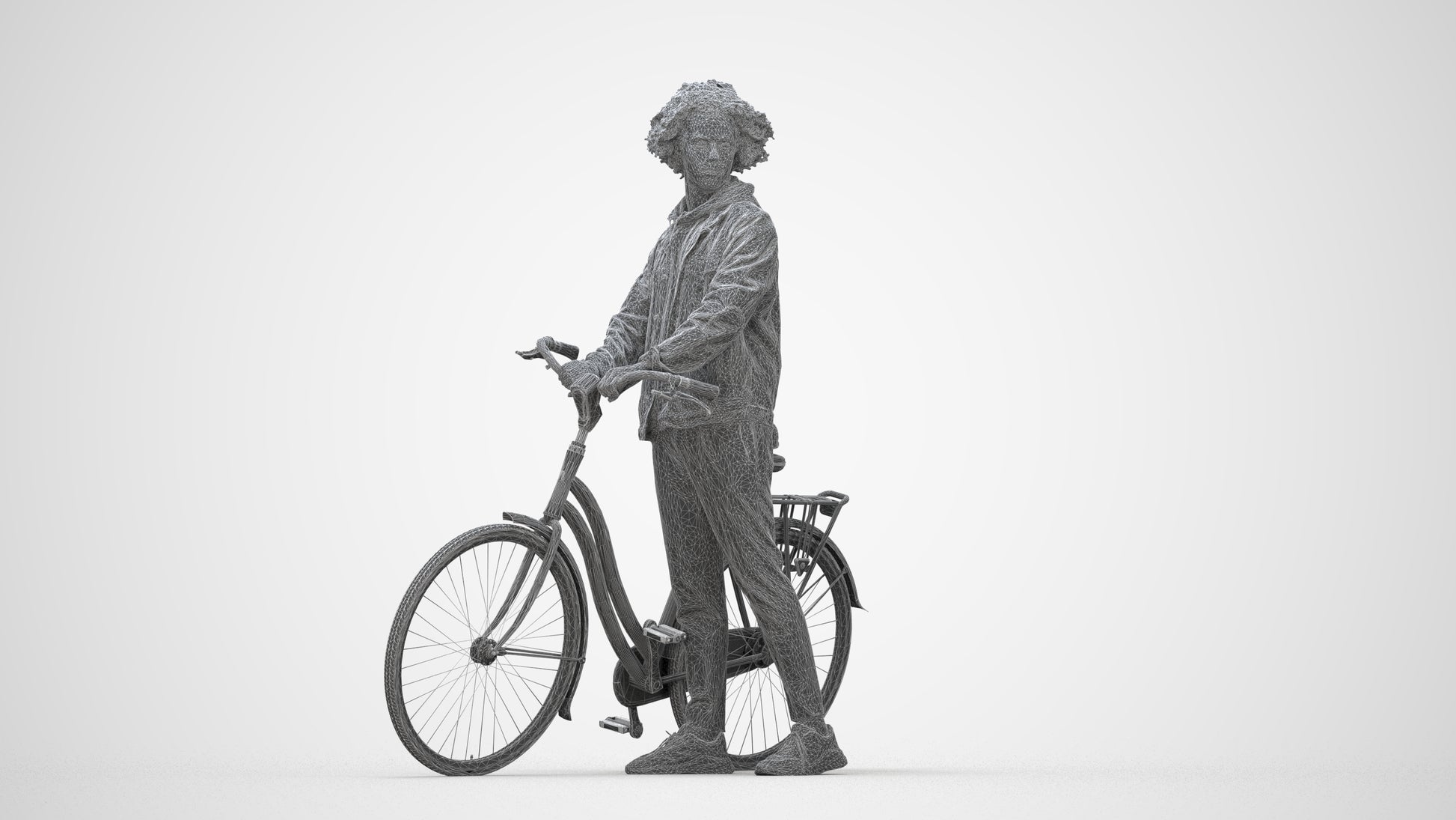 photogrammetry 3D man casual shopping, realistic human model archviz FBX, wireframe back view