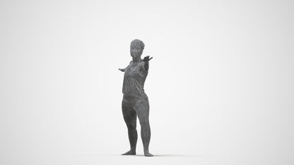 realistic 3D woman sport, scanned archviz people for Blender and 3ds Max, wireframe back view