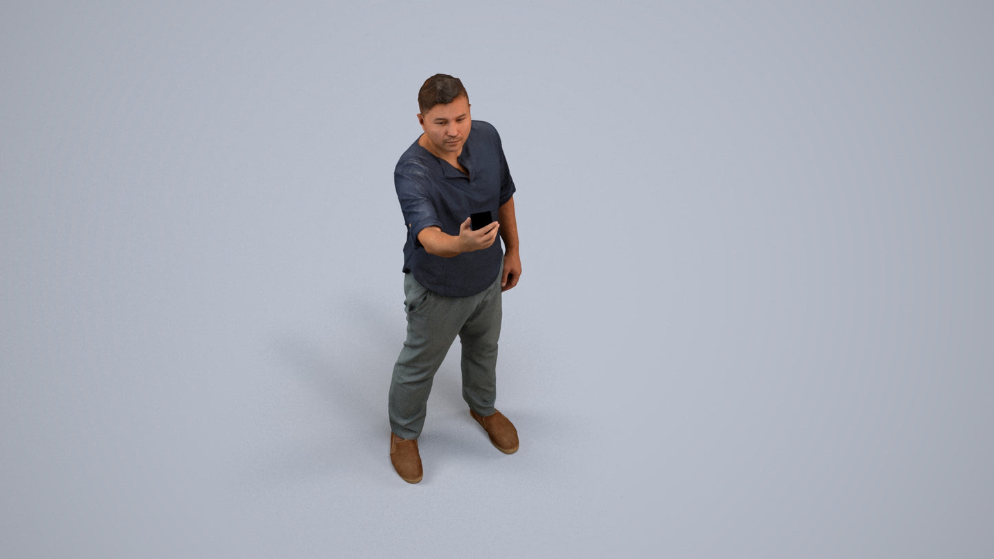scanned 3D man casual standing, photogrammetry people for Enscape and V-Ray, back view render