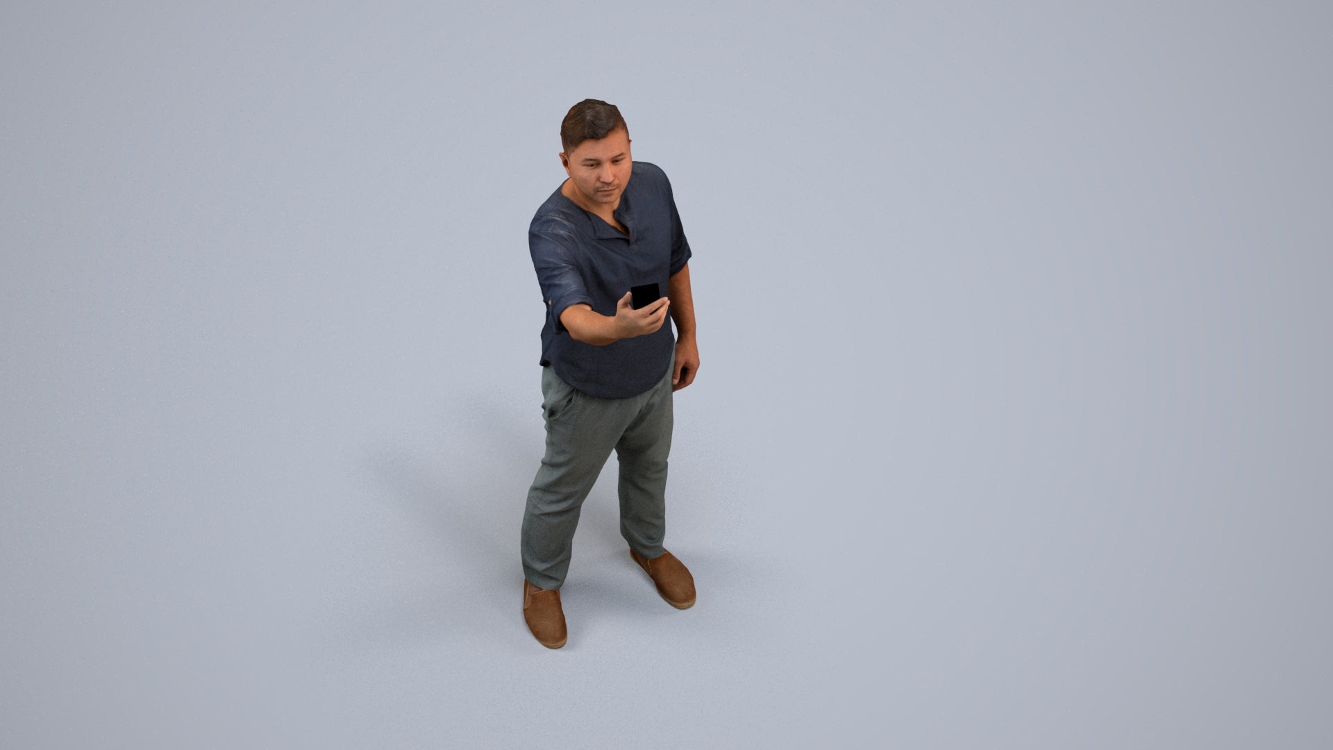scanned 3D man casual standing, photogrammetry people for Enscape and V-Ray, back view render