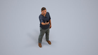 scanned 3D man casual standing, photogrammetry people for Enscape and V-Ray, back view render