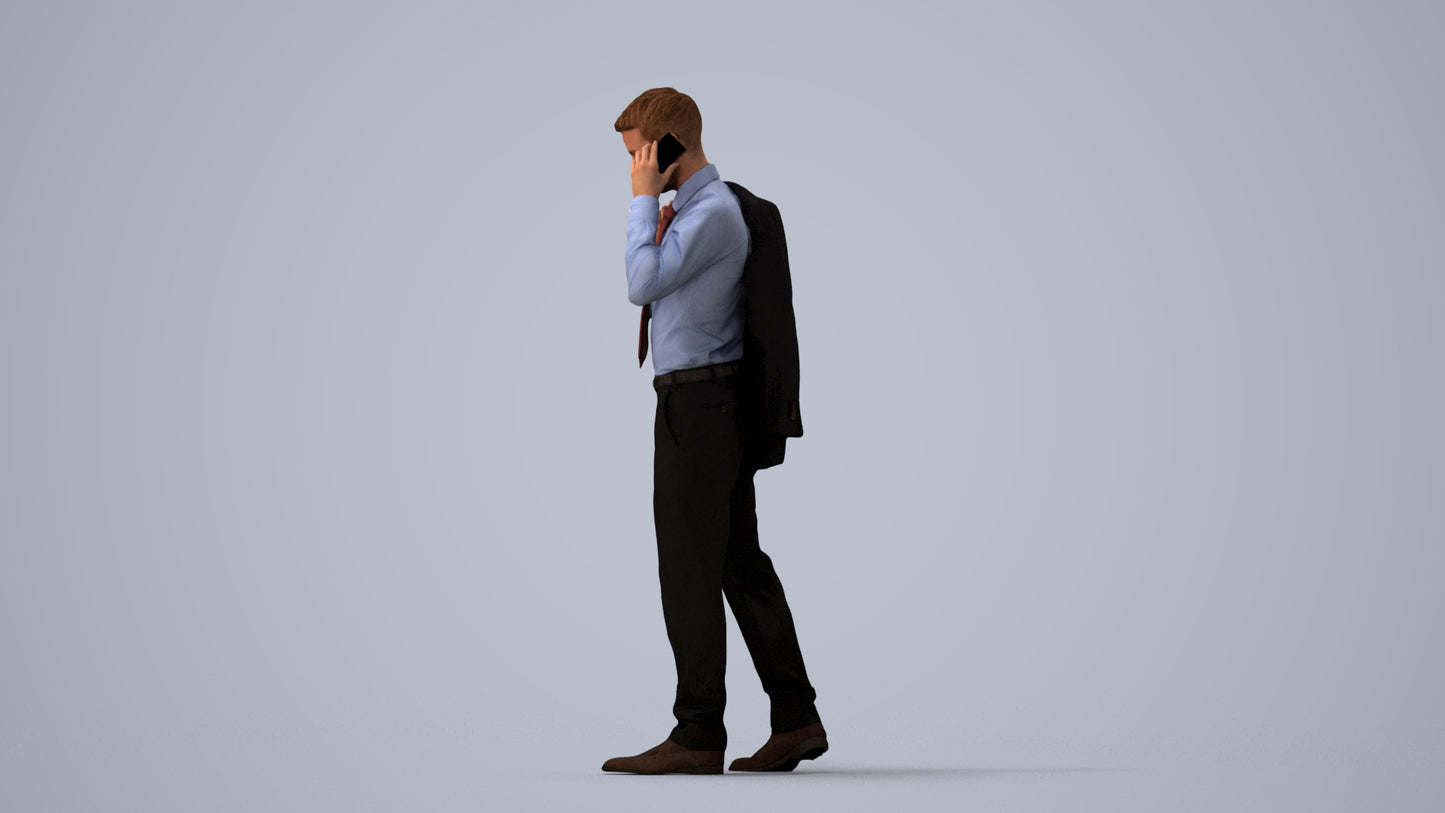 realistic 3D man business, scanned archviz people for Blender and 3ds Max, three-quarter view render