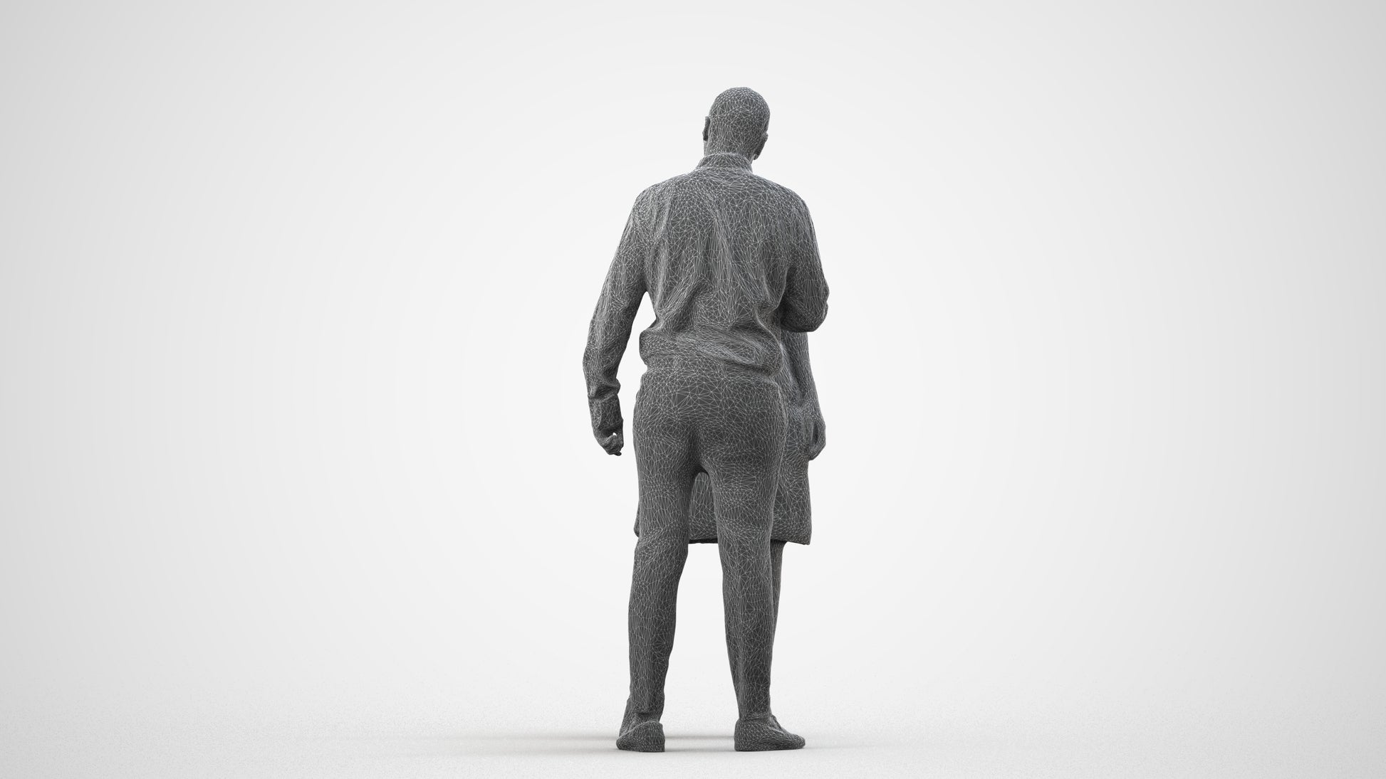 scanned 3D woman business, photogrammetry people for Enscape and V-Ray, wireframe side view