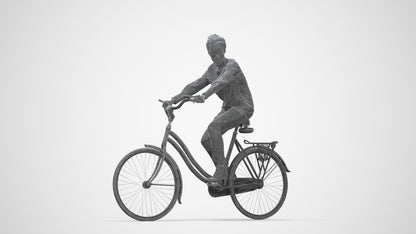 scanned 3D woman casual cycling, photogrammetry people for Enscape and V-Ray, wireframe back view