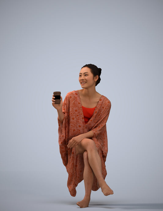 realistic 3D people woman casual pool, render-ready for V-Ray and Corona, FBX OBJ