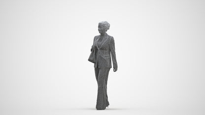 realistic 3D human woman business standing, archviz people FBX OBJ for Blender, three-quarter front view render