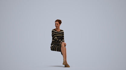 3D scanned woman sitting casual, photorealistic archviz people for Enscape and SketchUp, standing pose render