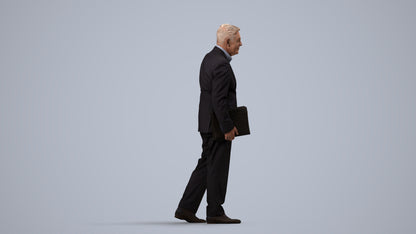 realistic 3D senior man business, scanned archviz people for Blender and 3ds Max, side view render
